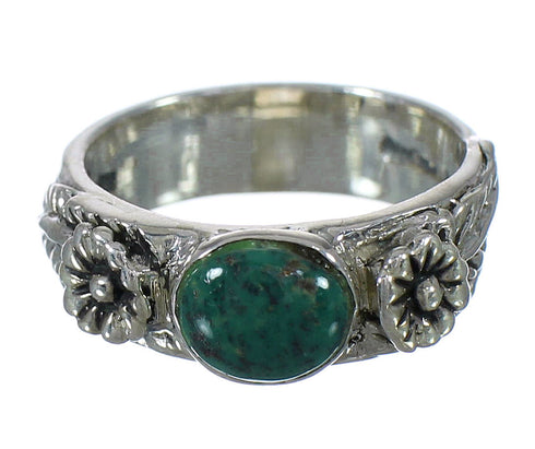 Southwestern Turquoise Authentic Sterling Silver Flower Ring Size 6-1/2 YX91679